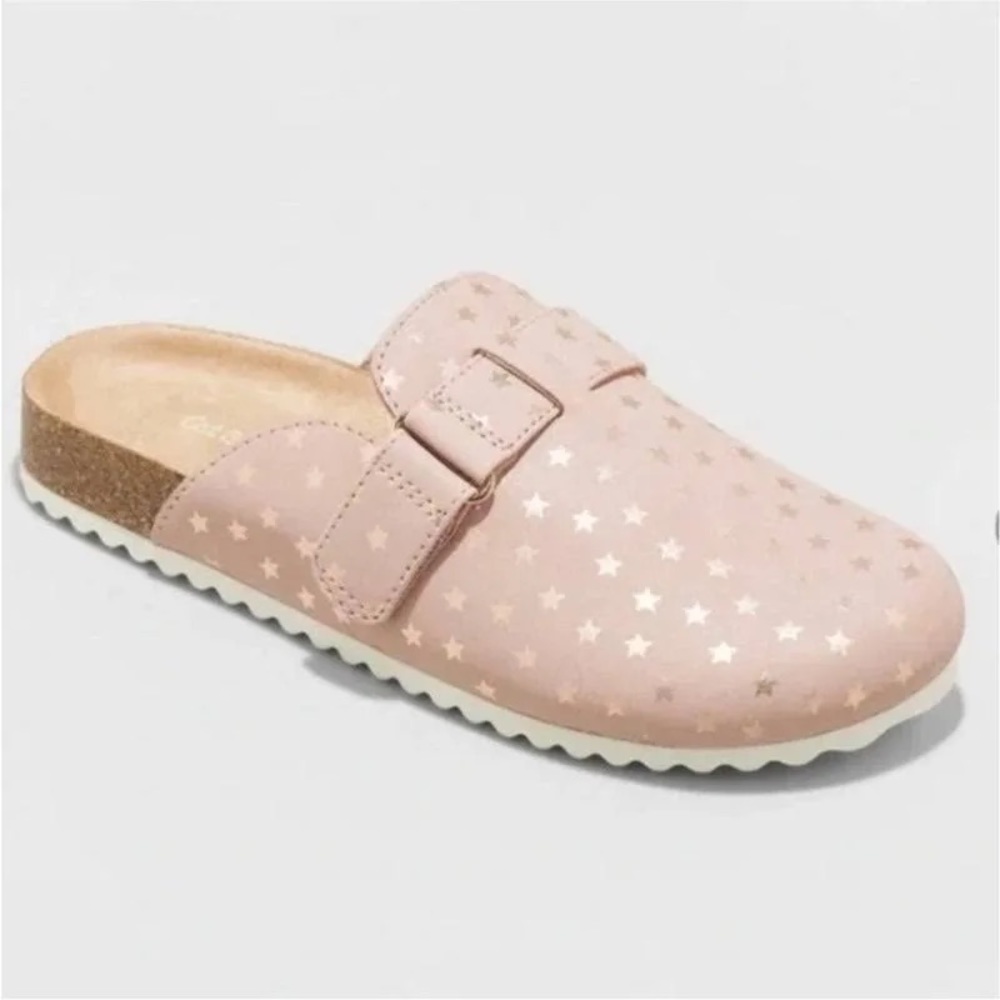 Cat & Jack Girls Pink Perry Slip-On Clogs Shoes Glitter Stars
